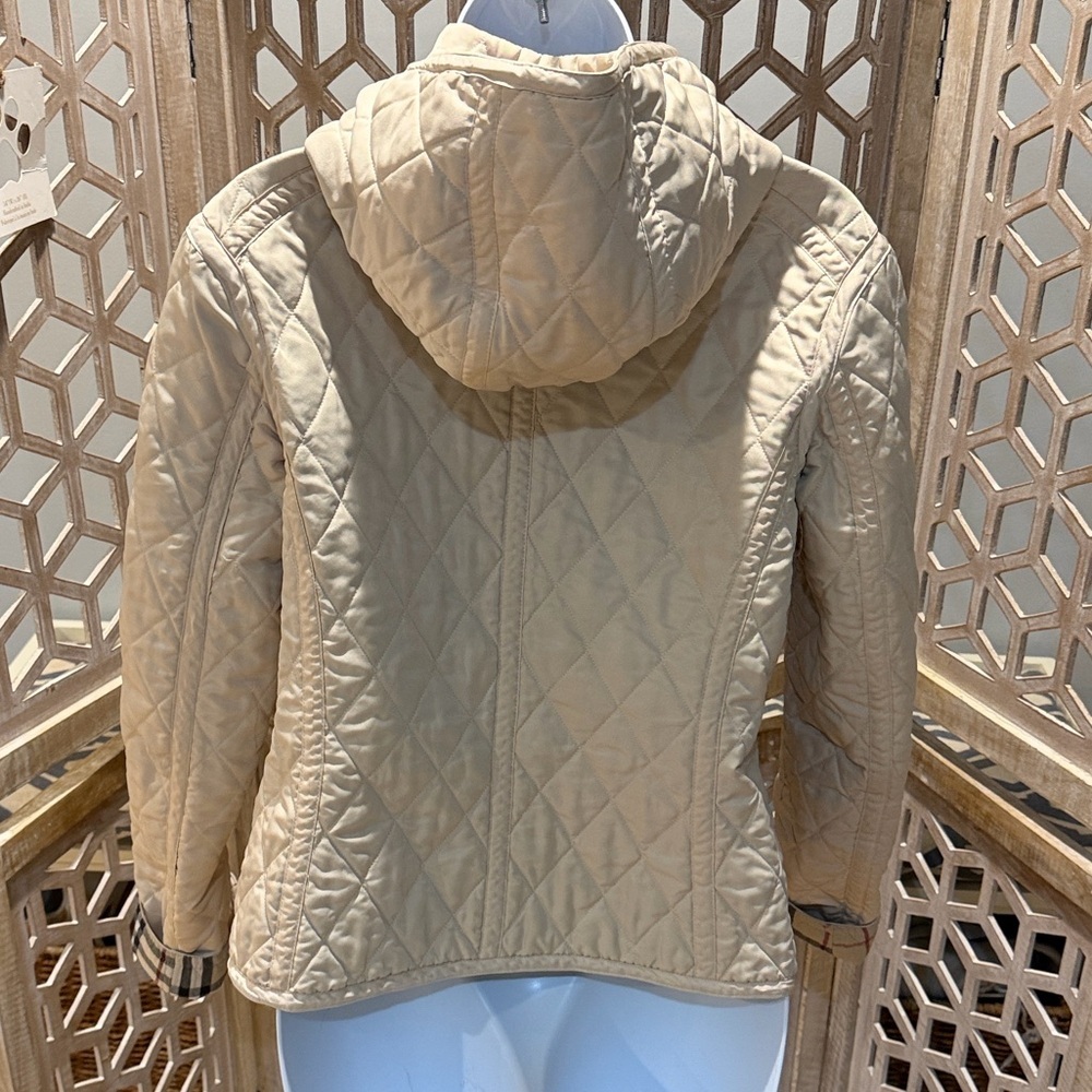 Burberry London Women's Quilted Jacket Full Snap Jacket Hooded Size Small - Picture 5 of 16